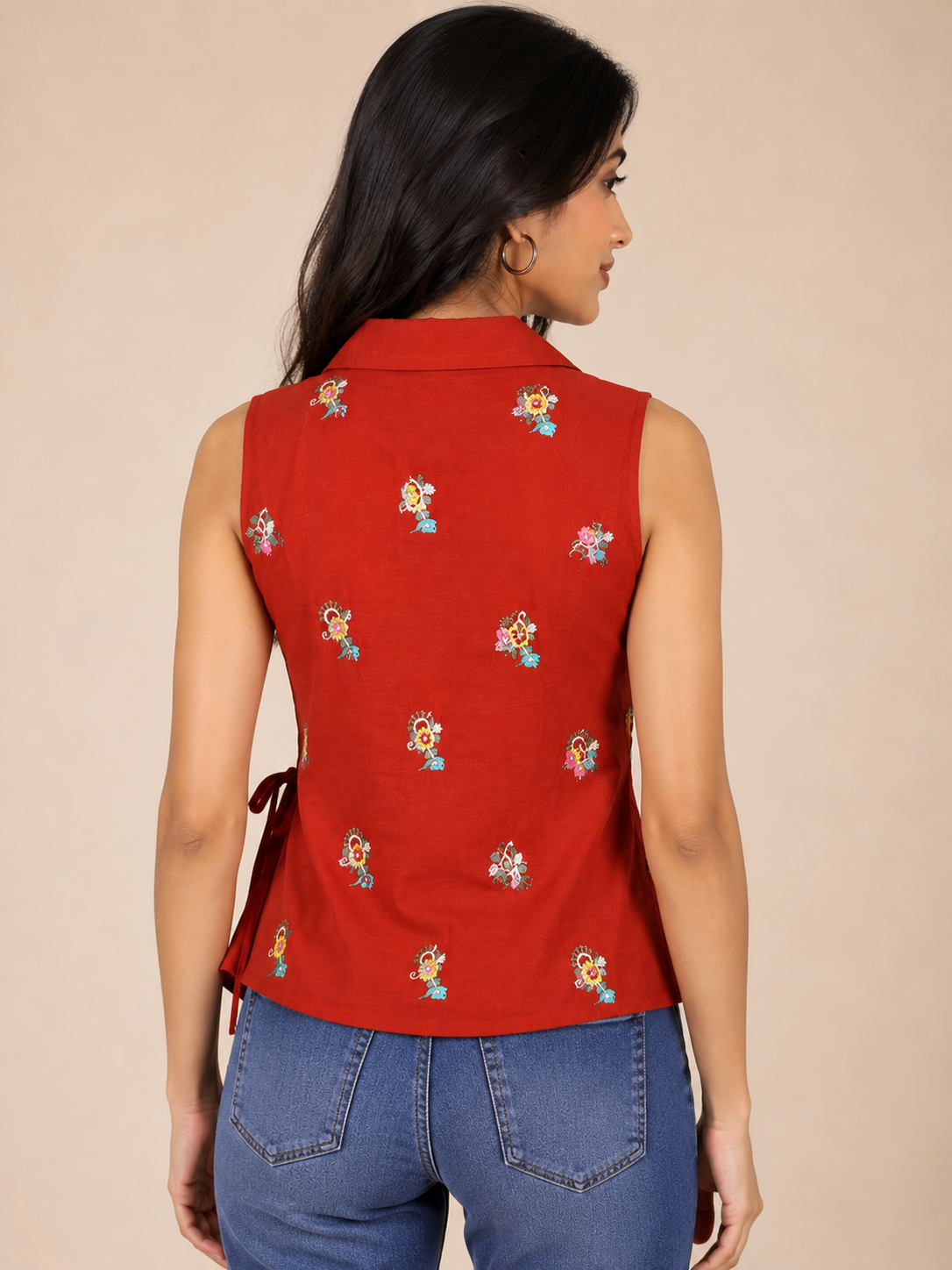 GULNAAR EMBROIDERED WRAP TOP