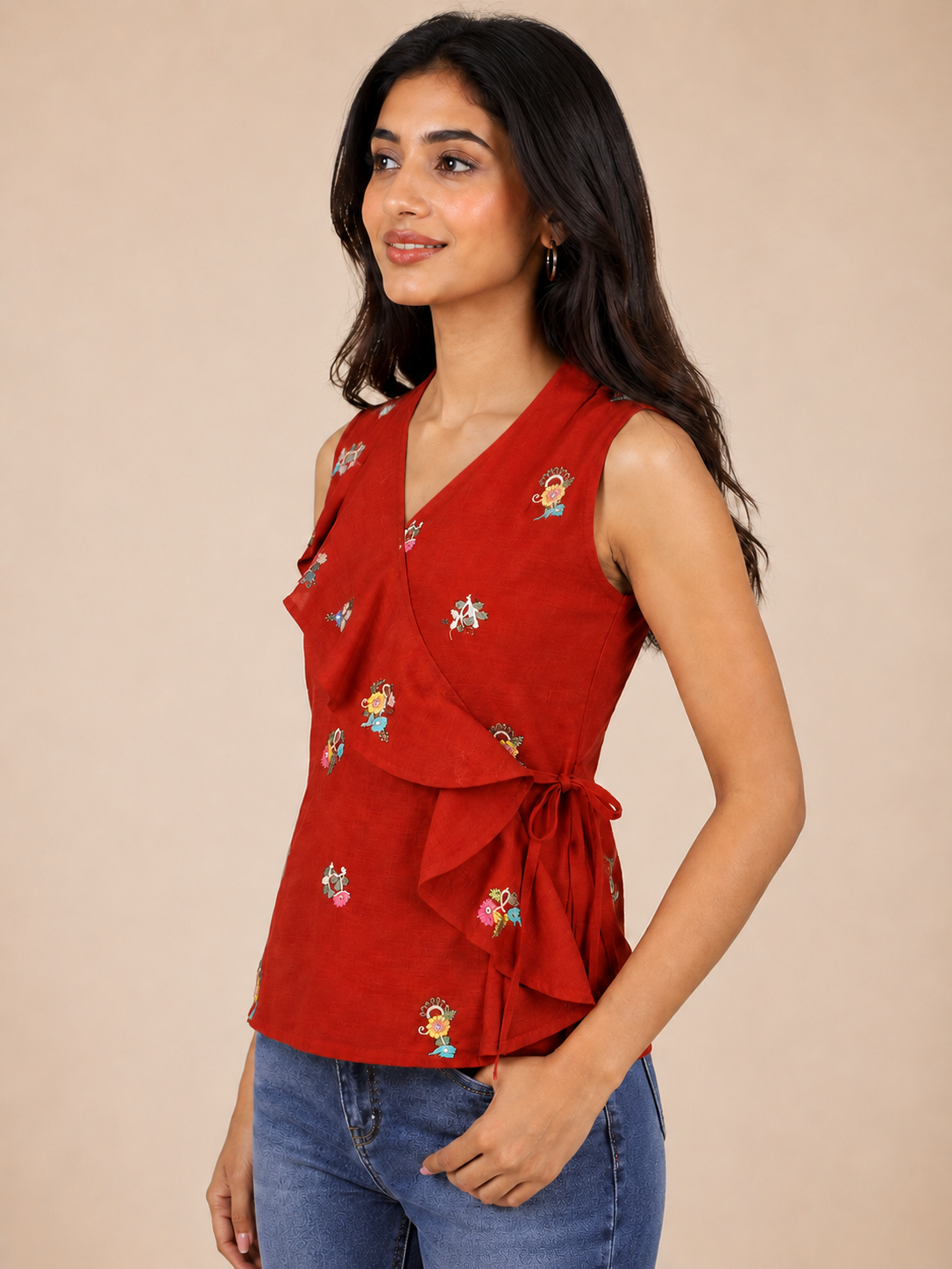 GULNAAR EMBROIDERED WRAP TOP