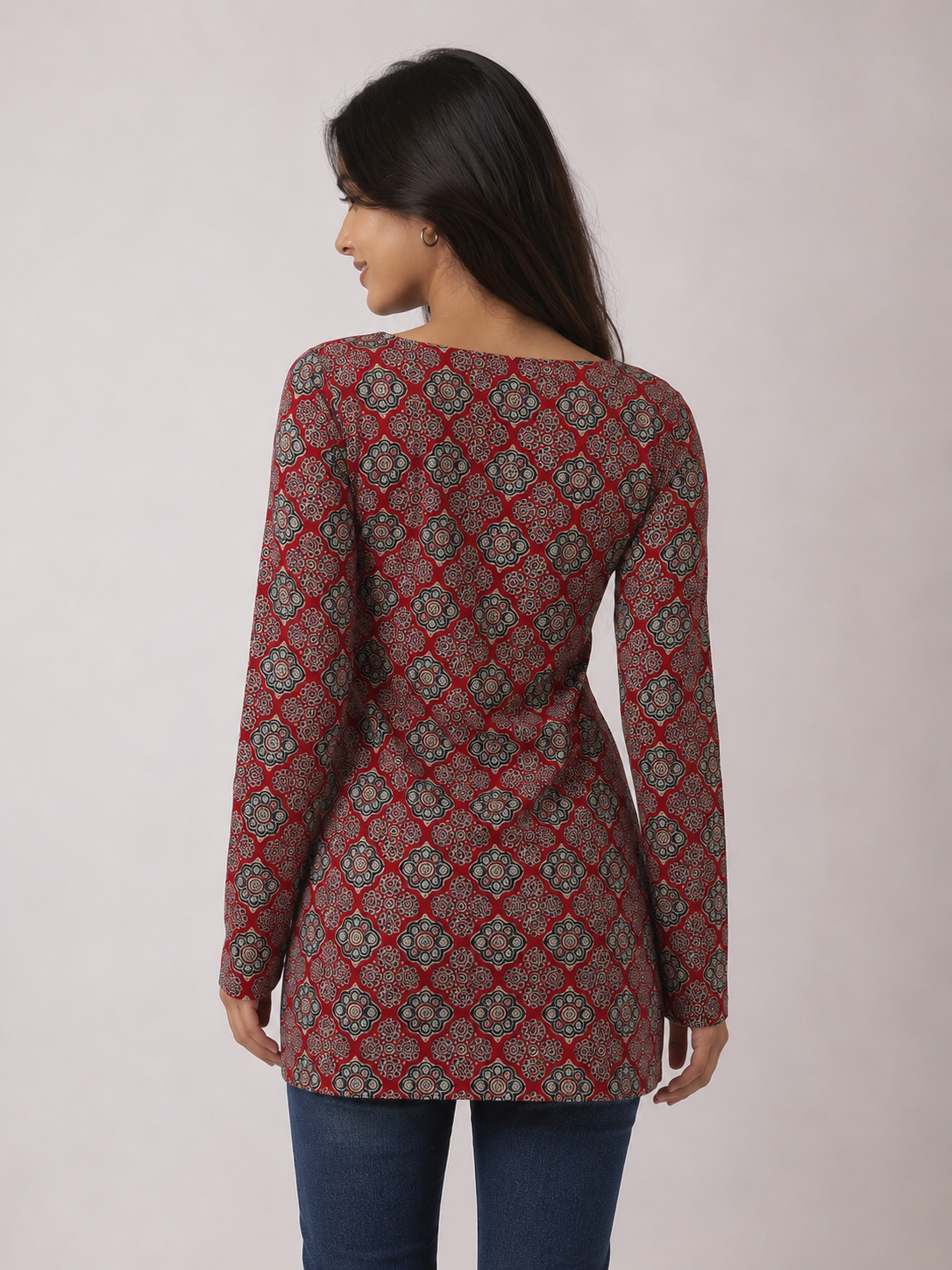 VARNIKA RED FULL SLEEVE KURTI