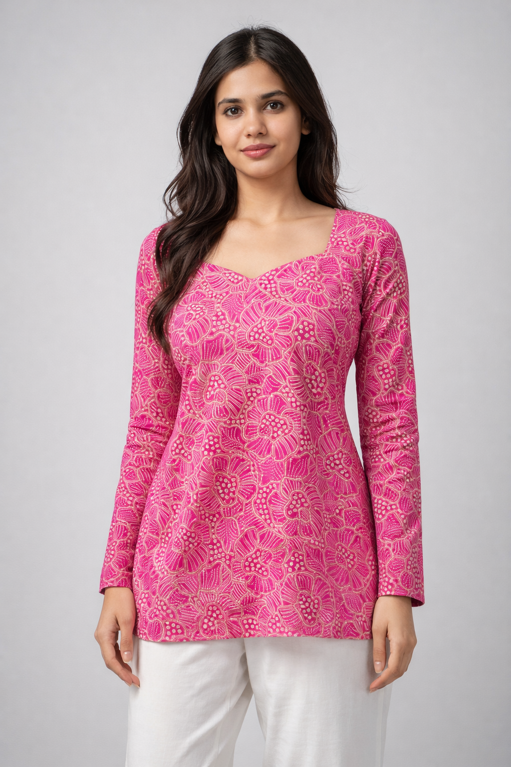 PANKHURI PINK FULL SLEEVE KURTI