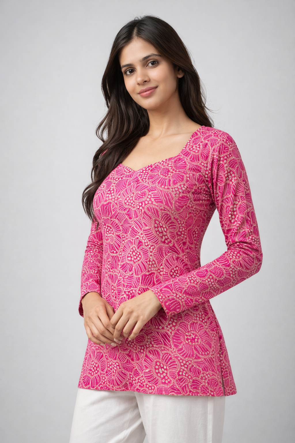 PANKHURI PINK FULL SLEEVE KURTI