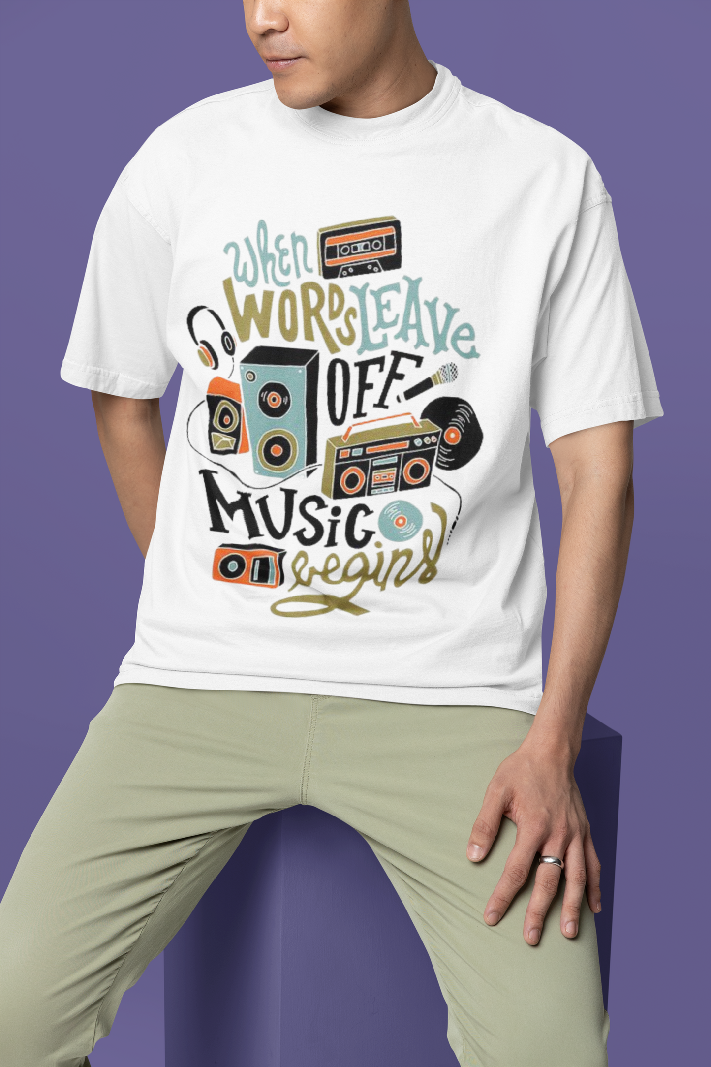 MUSIC BEGINS OVERSIZED T-SHIRT