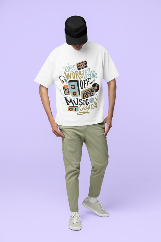 MUSIC BEGINS OVERSIZED T-SHIRT